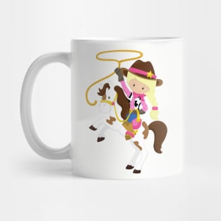 Cowgirl, Sheriff, Horse, Lasso, Blonde Hair Mug